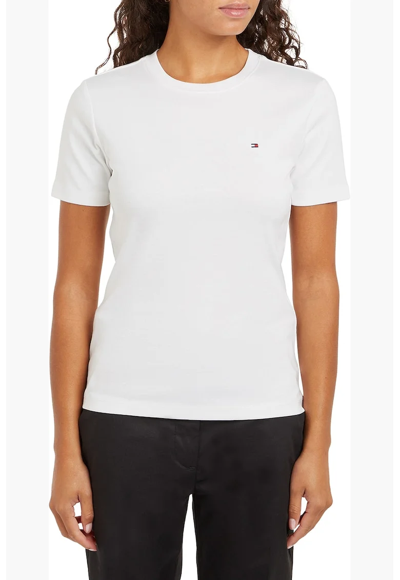 Tricou slim-fit cu decolteu la baza gatului Cody, Alb