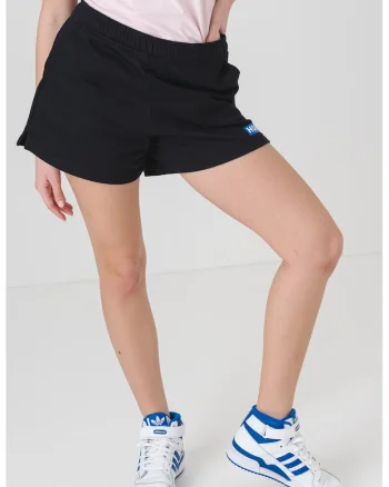 Pantaloni scurti cu talie medie si elastica, Negru