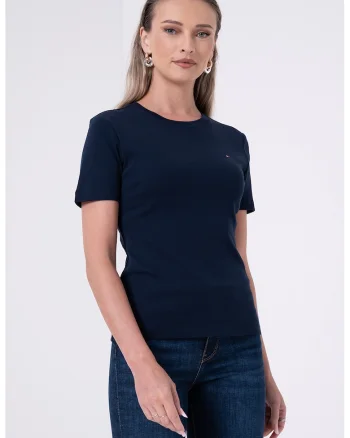 Tricou slim-fit cu decolteu la baza gatului Cody, Albastru inchis/Bleumarin