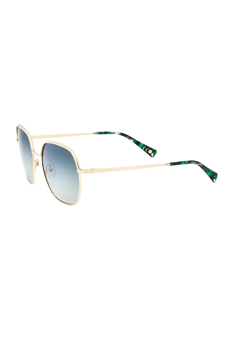 Ochelari de soare patrati cu lentile in degrade, Verde/Auriu/Negru