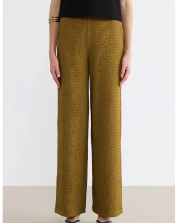 Pantaloni texturati cu croiala ampla, Kaki