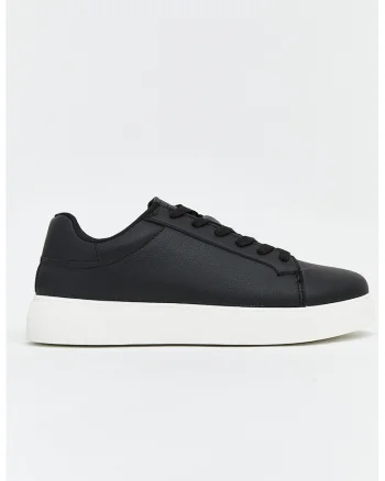 Pantofi low-cut de piele ecologica, Negru