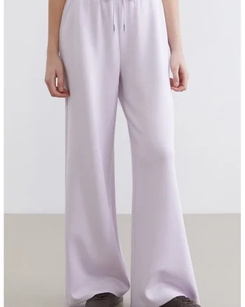 Pantaloni de trening cu croiala ampla si talie inalta, Lila