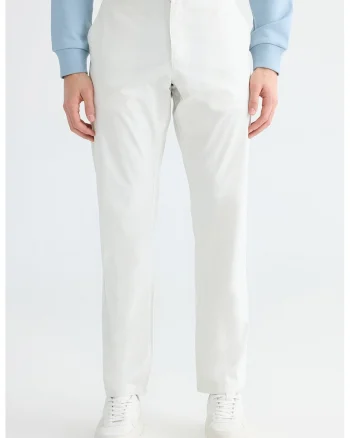 Pantaloni chino din amestec de bumbac, Alb murdar