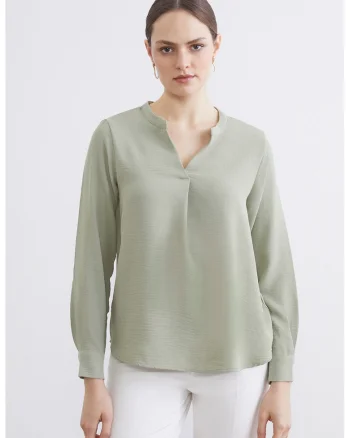 Bluza-tunica cu decolteu in V, Verde deschis