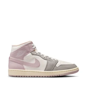 Pantofi sport dama  WMNS AIR JORDAN 1 MID, Piele ecologica, Alb,