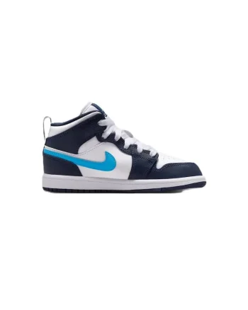Pantofi sport copii  JORDAN 1 MID BP, Piele naturala, Albastru,