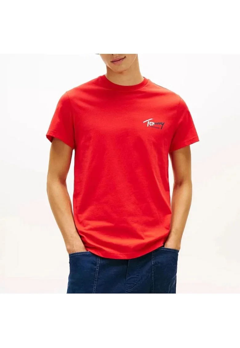 Tricou barbati  TJM SLIM SIGN CHEST SS TEE EXT, Bumbac, Rosu, Rosu