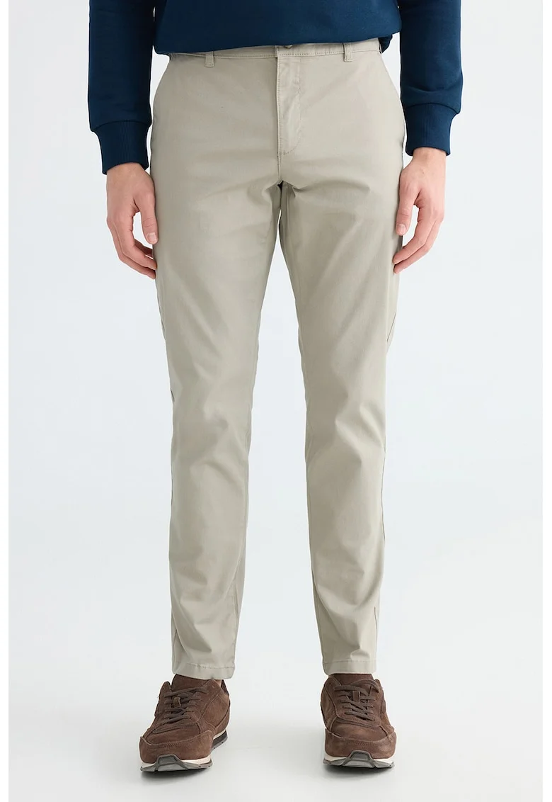 Pantaloni chino cu talie medie, Bej