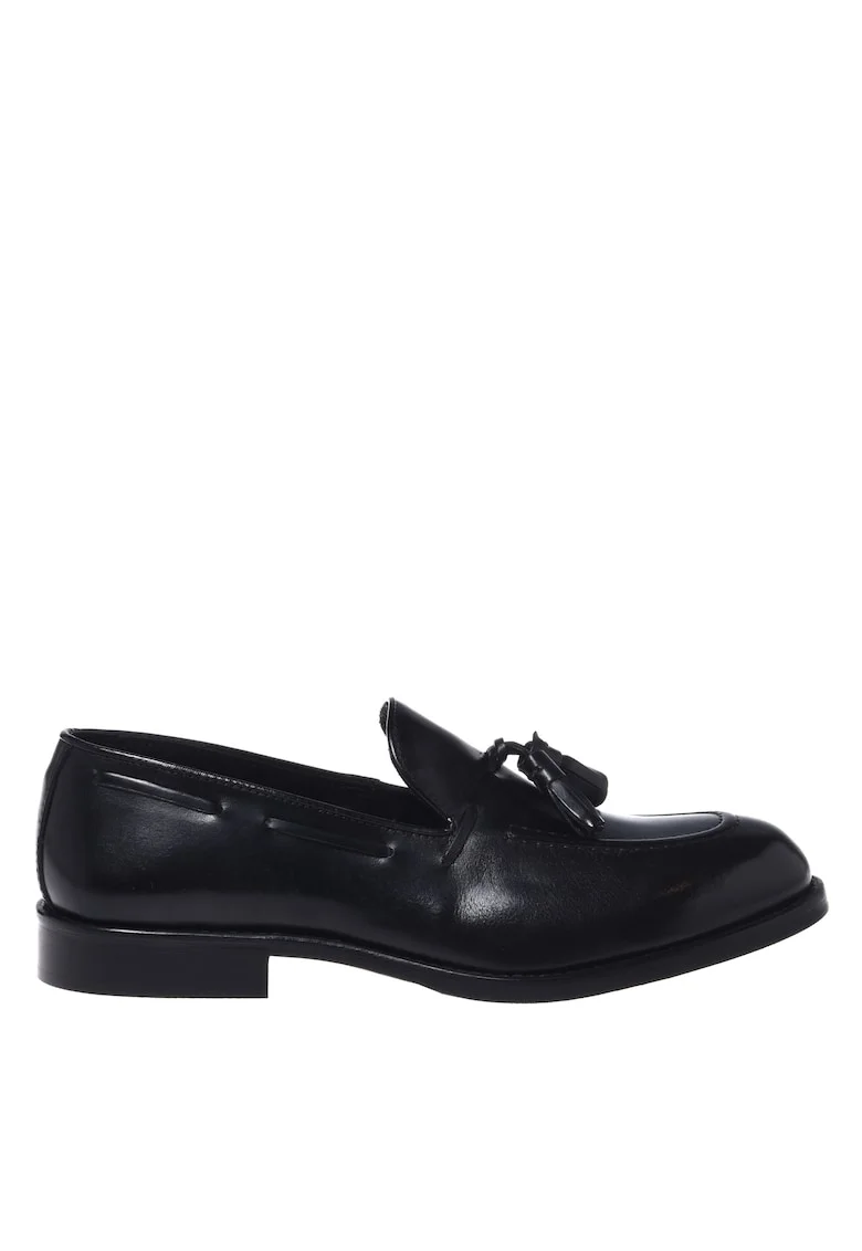 Pantofi loafer din piele cu detaliu canaf, Negru