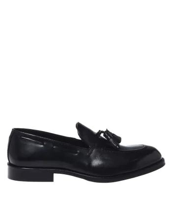 Pantofi loafer din piele cu detaliu canaf, Negru