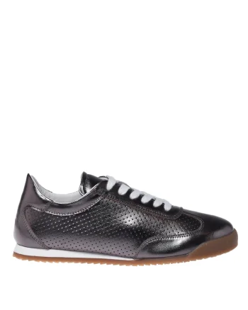 Pantofi sport din piele cu perforatii, Maro inchis