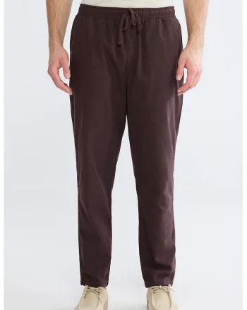 Pantaloni de bumbac cu talie ajustabila, Maro inchis