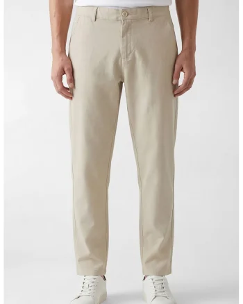 Pantaloni chino cu talie medie, Maro camel