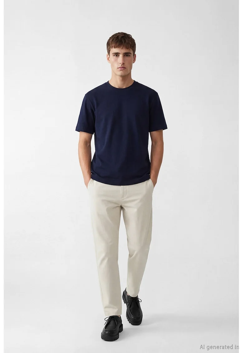 Pantaloni chino cu talie medie, Gri deschis