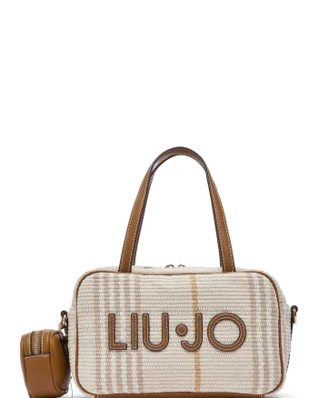 Geanta de umar cu model, logo brodat si etui detasabil, Bej