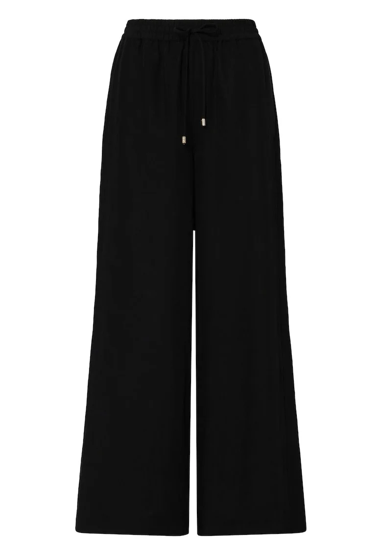 Pantaloni din amestec de lyocell si in cu croiala ampla, Negru