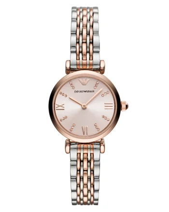 Ceas quartz de otel inoxidabil, Argintiu/Auriu rose