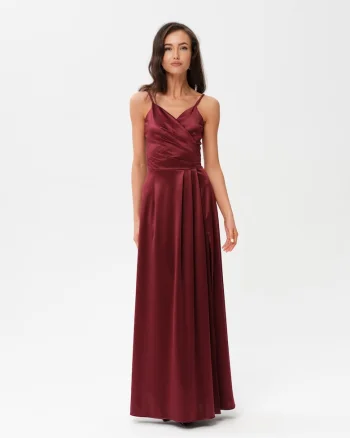 Rochie maxi cu slit adanc Salma, Visiniu