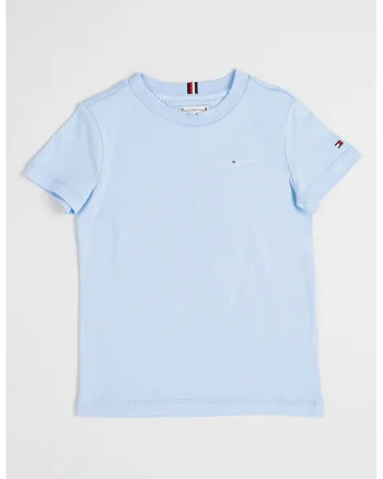 Tricou de bumbac cu decolteu la baza gatului, Albastru pastel
