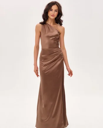 Rochie din satin Inez, Maro deschis