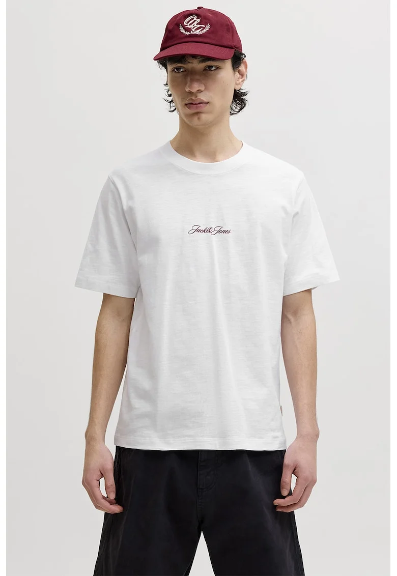 Tricou din bumbac organic cu imprimeu pe partea din spate, Alb optic