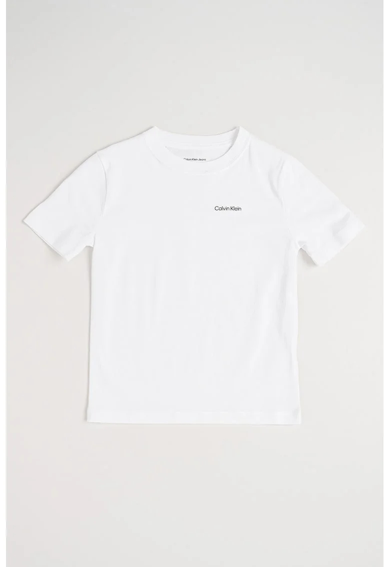 Tricou din bumbac organic cu decolteu la baza gatului, Alb optic