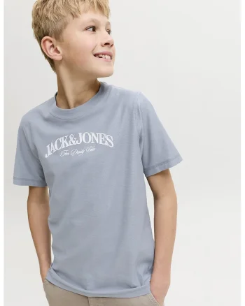 Tricou din bumbac cu logo, Albastru prafuit