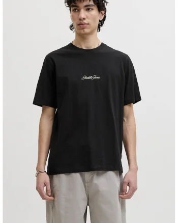 Tricou din bumbac organic cu imprimeu pe partea din spate, Negru