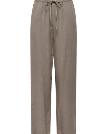 Pantaloni relaxed fit din amestec de in, Maro taupe