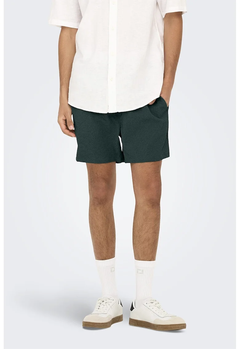 Pantaloni scurti cu buzunare laterale, Verde padure