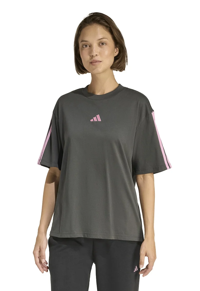 Tricou regular-fit din bumbac, Roz deschis/Gri inchis