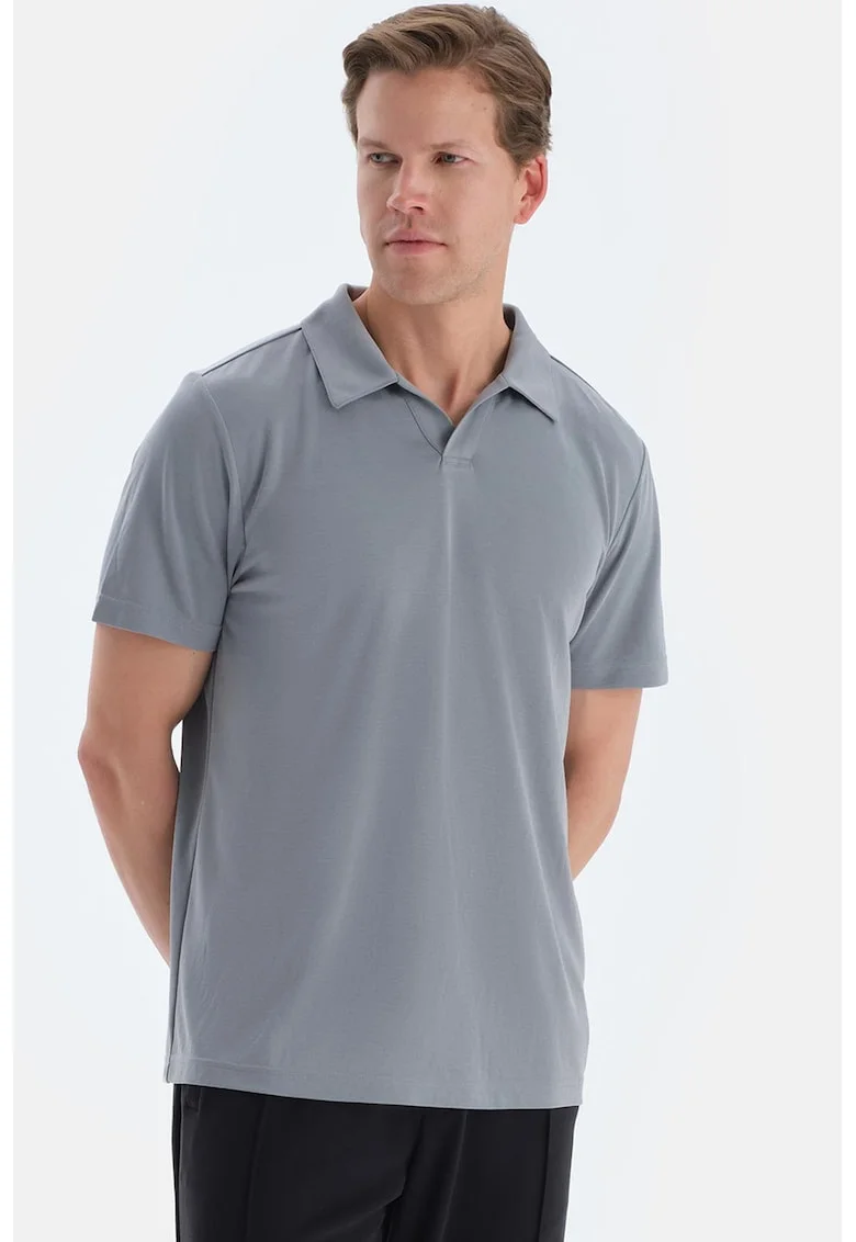 Tricou din amestec de modal cu guler polo, Gri cenusiu