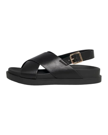 Sandale slingback cu talpa plata, Negru