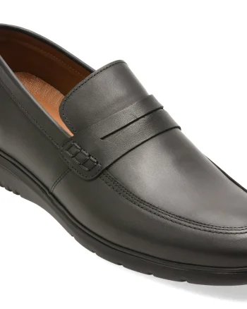 Mocasini BITE THE BULLET negri, RM121, din piele naturala