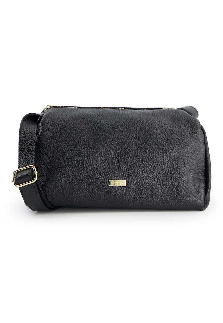 Geanta de umar,  piele naturala, neagra, 30x15x13cm, lungime curea max 117cm, 1 buzunar interior