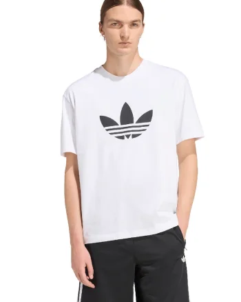 Tricou cu imprimeu logo Tirefoil, Alb fildes/Negru