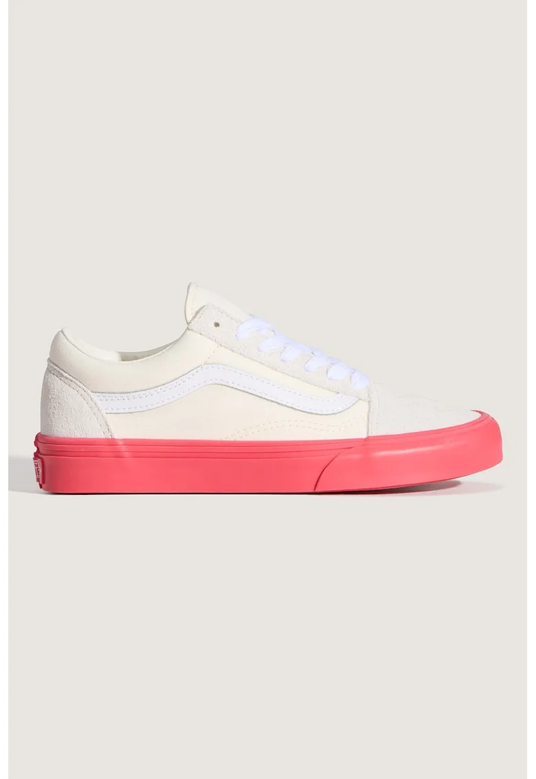Tenisi din piele cu garnituri din material textil Old Skool, Rosu corai/Crem