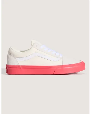 Tenisi din piele cu garnituri din material textil Old Skool, Rosu corai/Crem