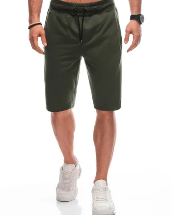 Pantaloni scurti de trening  EM-SRBS-0101, Pentru barbati, Cu snur, Albastru, L, Verde masliniu