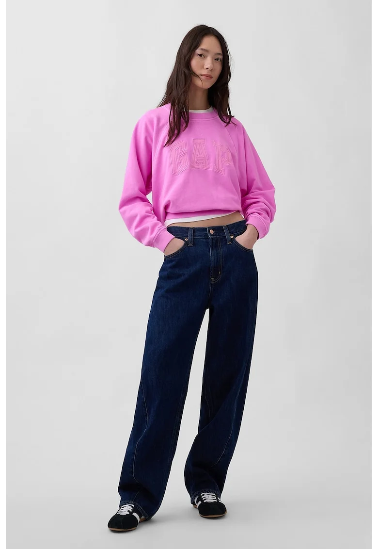 Bluza de trening din amestec de bumbac cu logo brodat, Fucsia