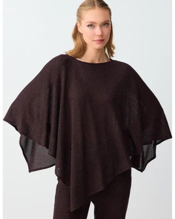 Poncho tricotat din lurex, Maro cognac