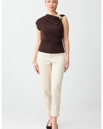 Pantaloni crop slim fit, Alb murdar