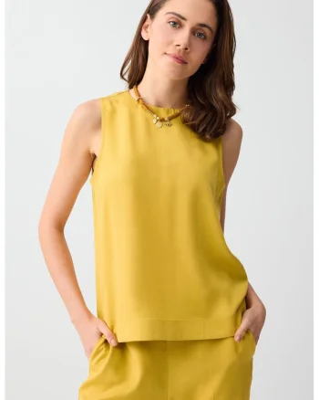 Bluza din lyocell, fara maneci, Galben mustar