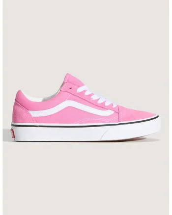 Tenisi din piele cu garnituri din material textil Old Skool, Alb/Roz