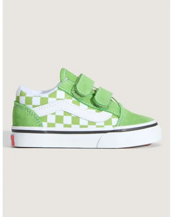 Tenisi cu garnituri din piele intoarsa Old Skool, Alb/Verde mar