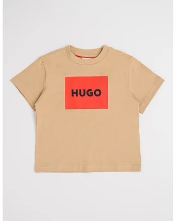 Tricou de bumbac cu imprimeu logo, Rosu/Maro camel