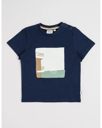 Tricou din bumbac cu imprimeu, Verde/Bleumarin