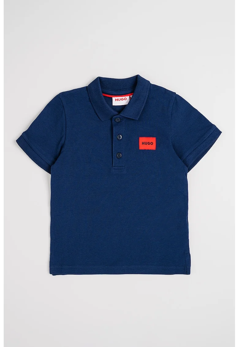 Tricou polo din material pique cu logo, Rosu/Bleumarin