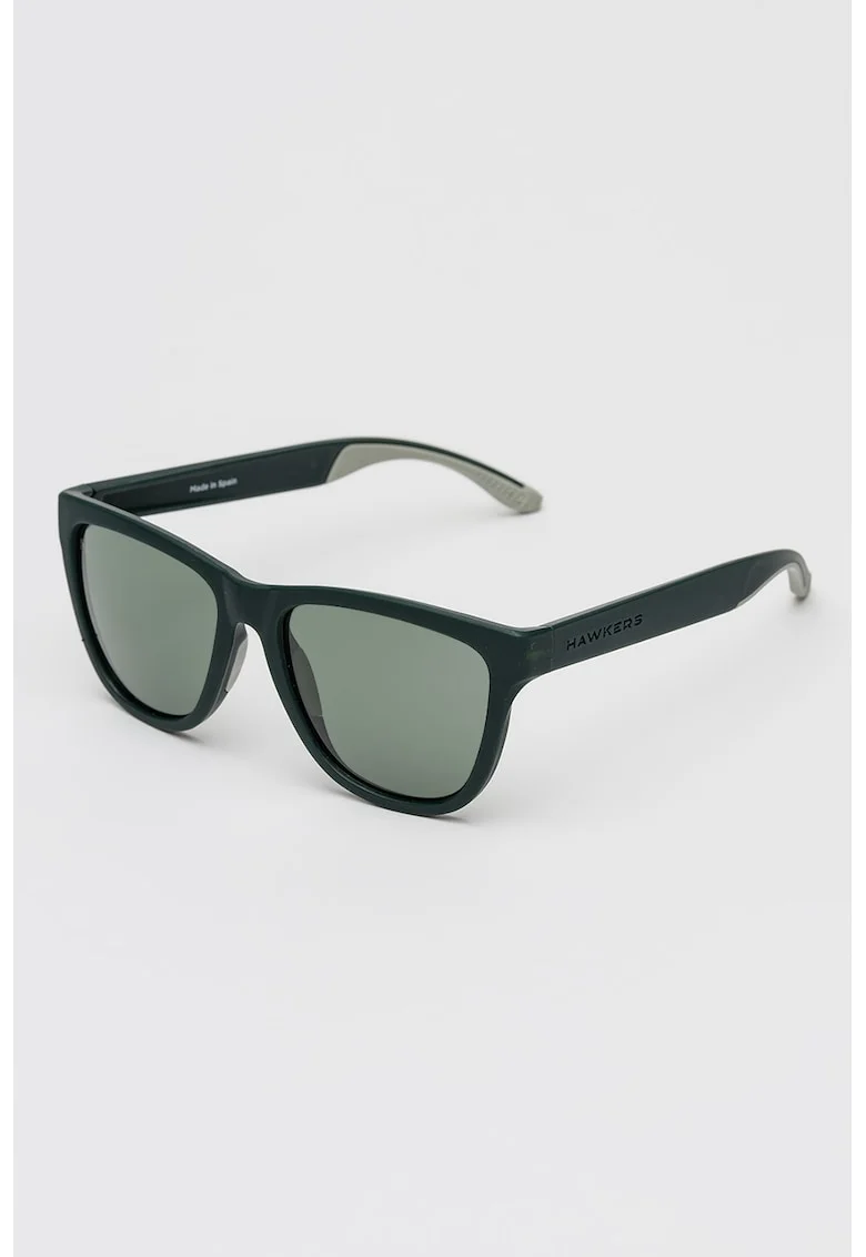 Ochelari de soare patrati cu lentile polarizate, Verde/Negru